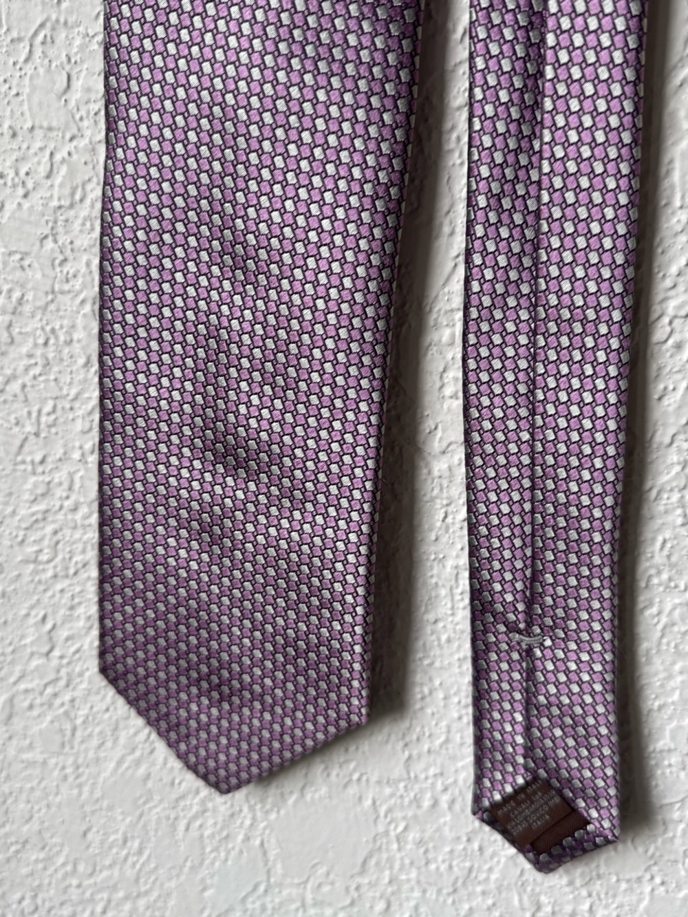Canali Lavender and White Geometric Silk Tie